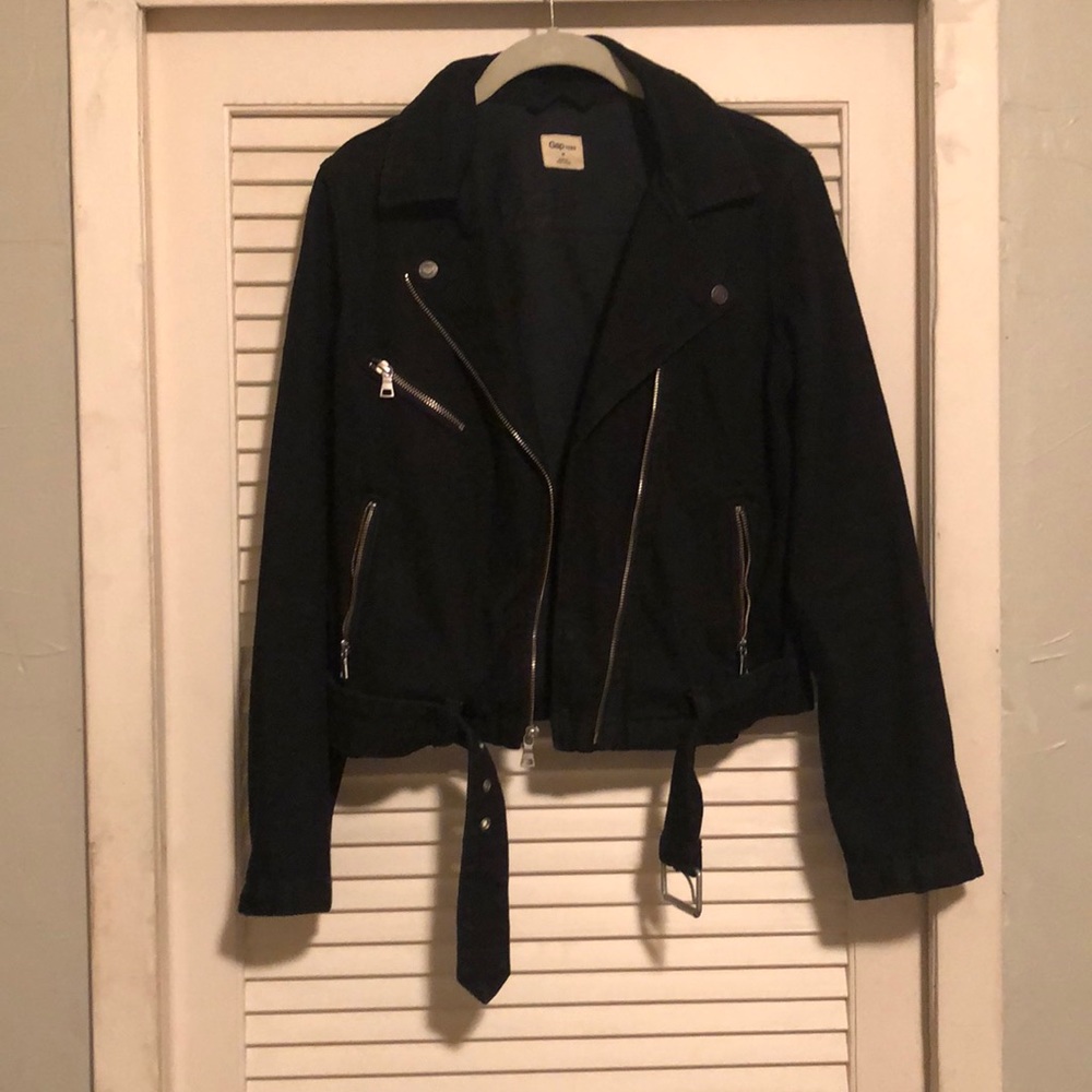 Gap black denim moto jacket